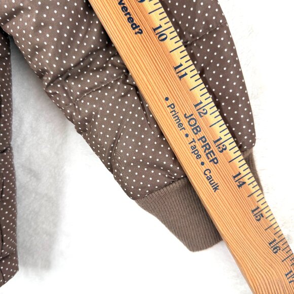 Giordano Junior Polka Dot Hooded Puffer Jacket Girl 5-6 Years Brown - Picture 9 of 10